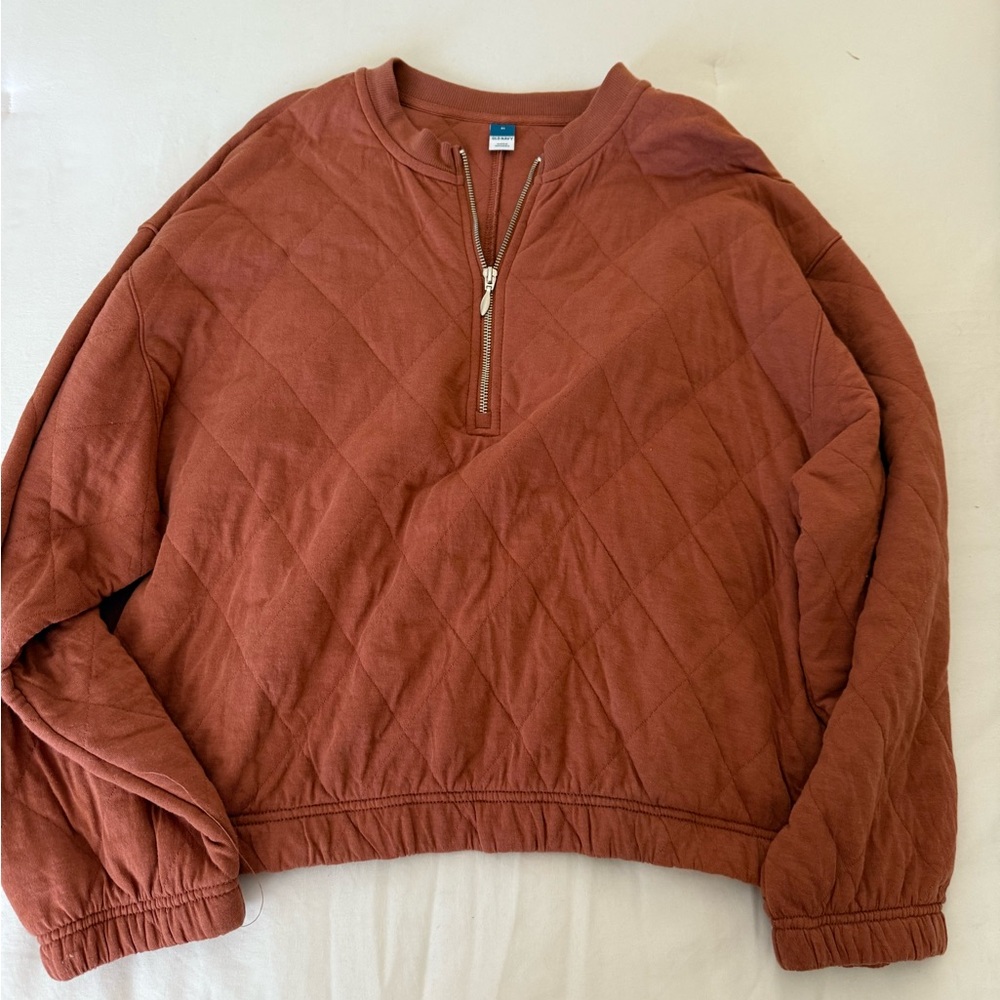 Old Navy Rust Quilted Half-Zip Pullover